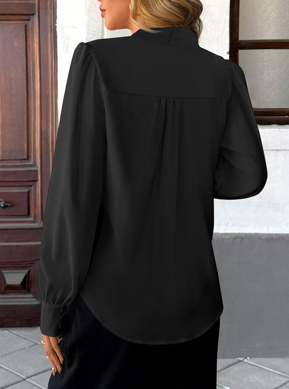 image:imageAvanova Women Bow Tie Neck Long Sleeve Blouses Tops Dressy Casual Elegant Work ShirtsBlack