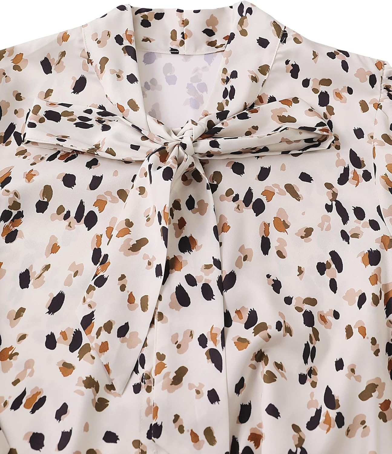 image:imageAvanova Women Bow Tie Neck Long Sleeve Blouses Tops Dressy Casual Elegant Work ShirtsFloral Beige