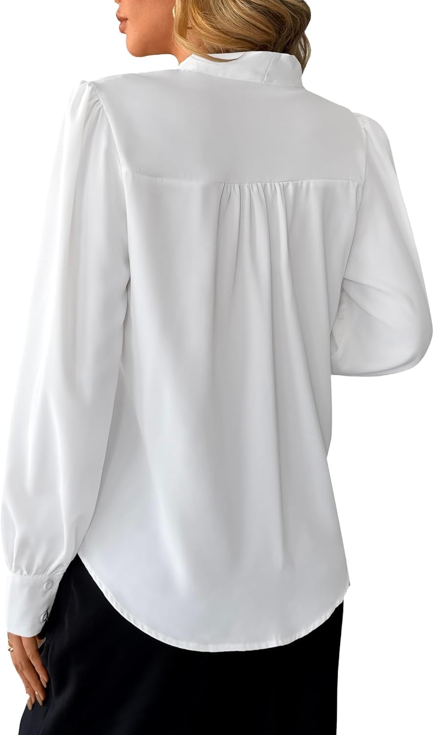 image:imageAvanova Women Bow Tie Neck Long Sleeve Blouses Tops Dressy Casual Elegant Work ShirtsWhite