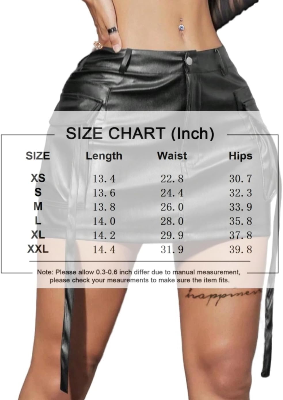 image:imageAvanova Women Faux Leather Slit Split Mini Skort High Rise Bodycon Short SkirtBlack