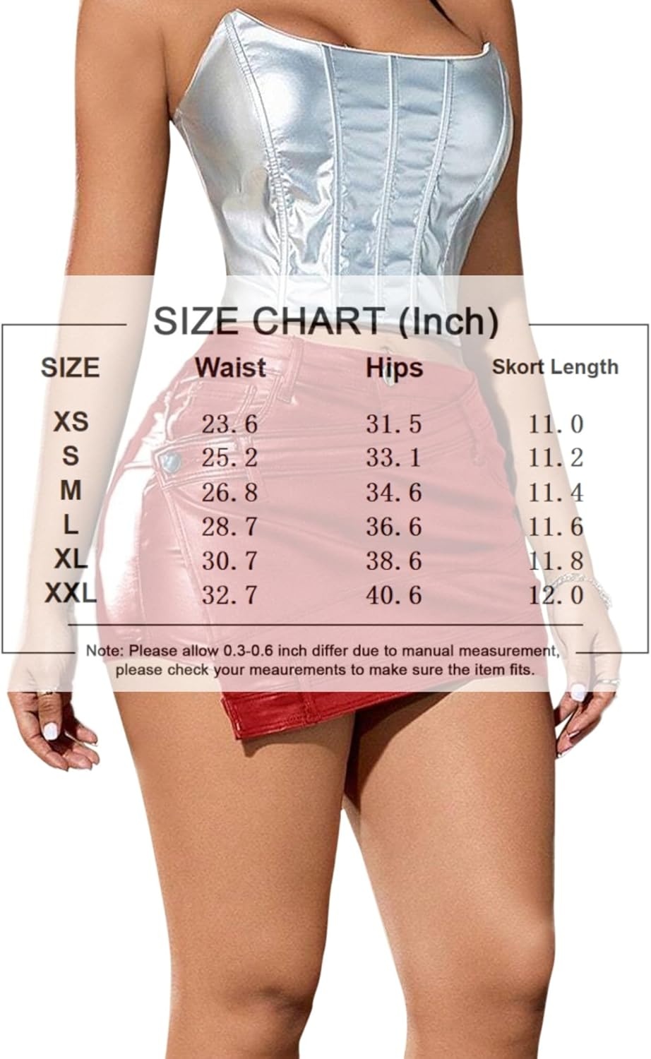 image:imageAvanova Women Faux Leather Slit Split Mini Skort High Rise Bodycon Short SkirtRed