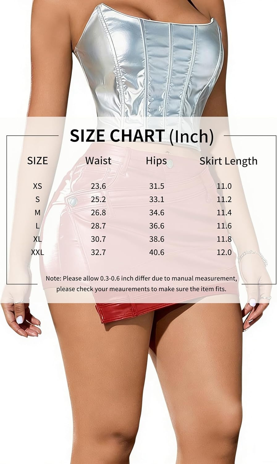 image:imageAvanova Women Faux Leather Slit Split Mini Skort High Rise Bodycon Short SkirtRed