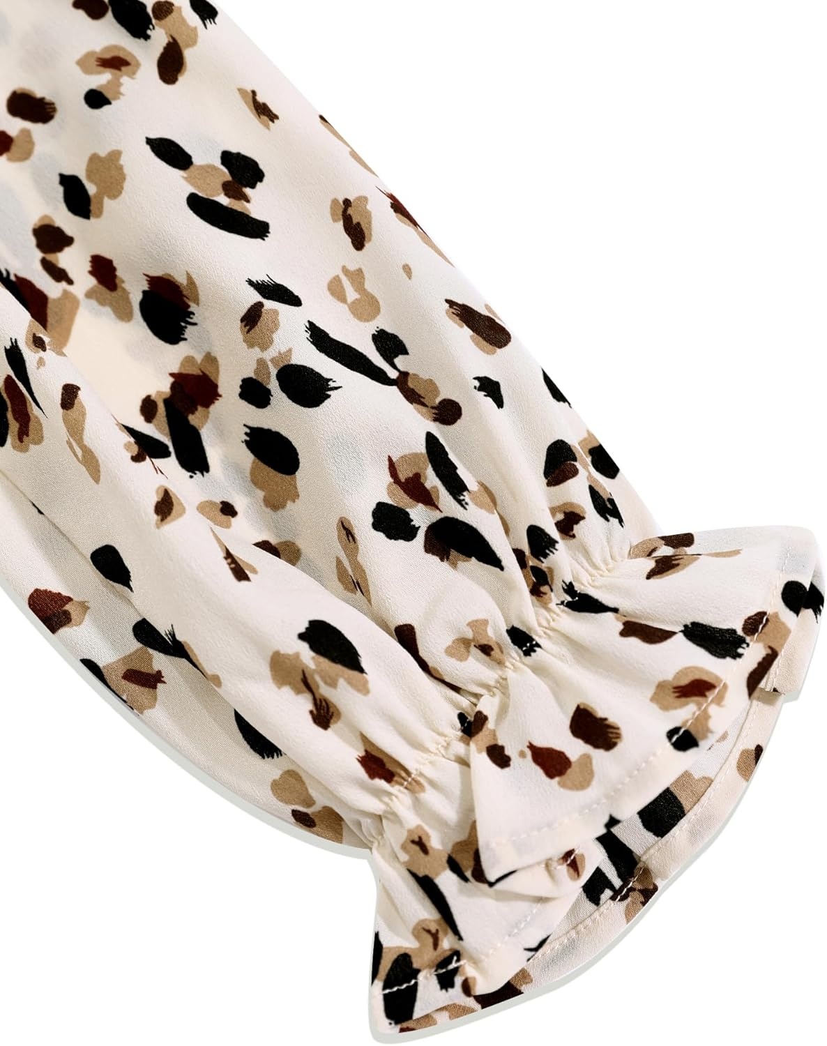 image:imageAvanova Women Leopard Print Ruffle V Neck Top 34 Long Sleeves Work Business Blouses ShirtBeige Dots
