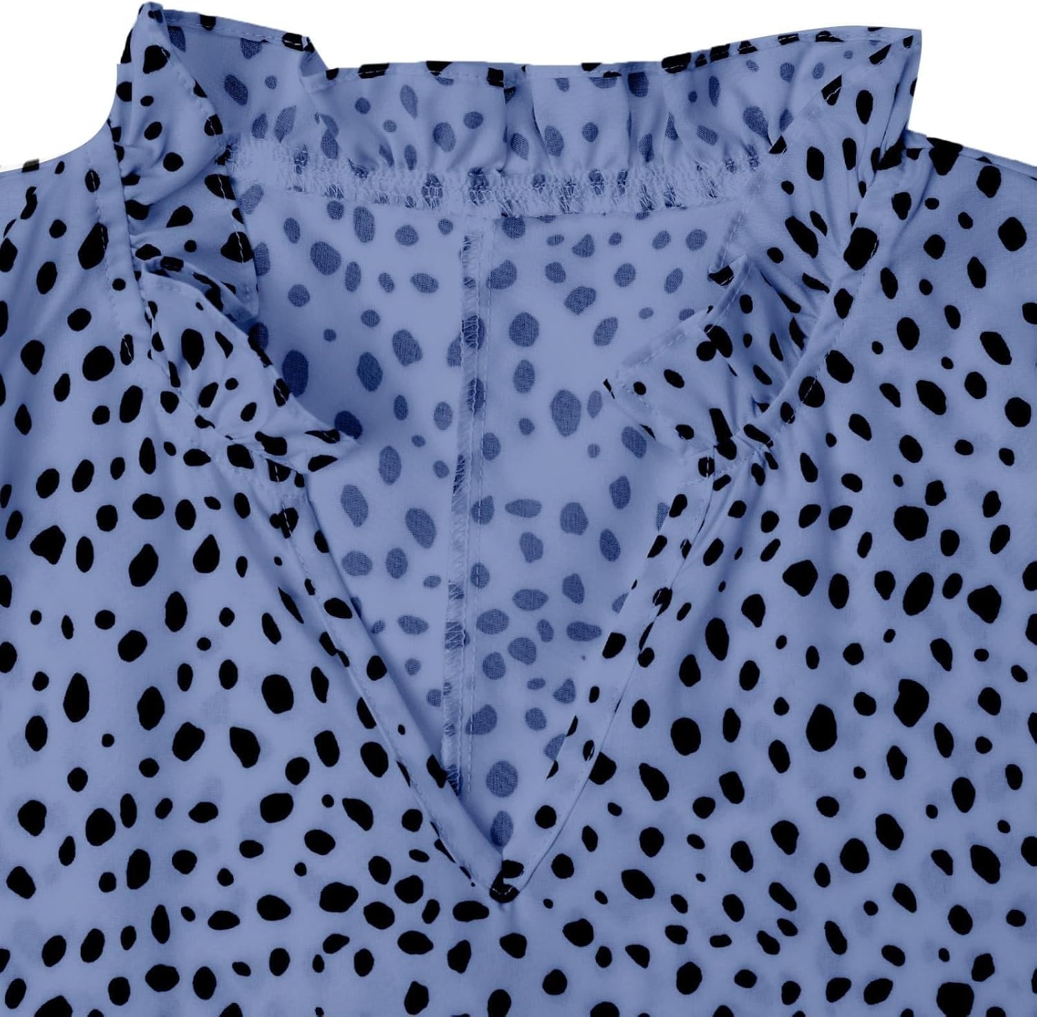 image:imageAvanova Women Leopard Print Ruffle V Neck Top 34 Long Sleeves Work Business Blouses ShirtBlue