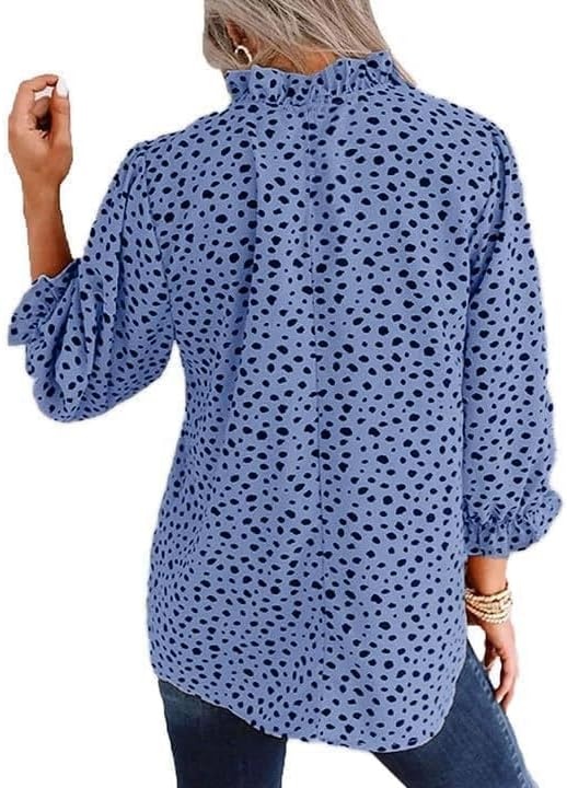 image:imageAvanova Women Leopard Print Ruffle V Neck Top 34 Long Sleeves Work Business Blouses ShirtBlue