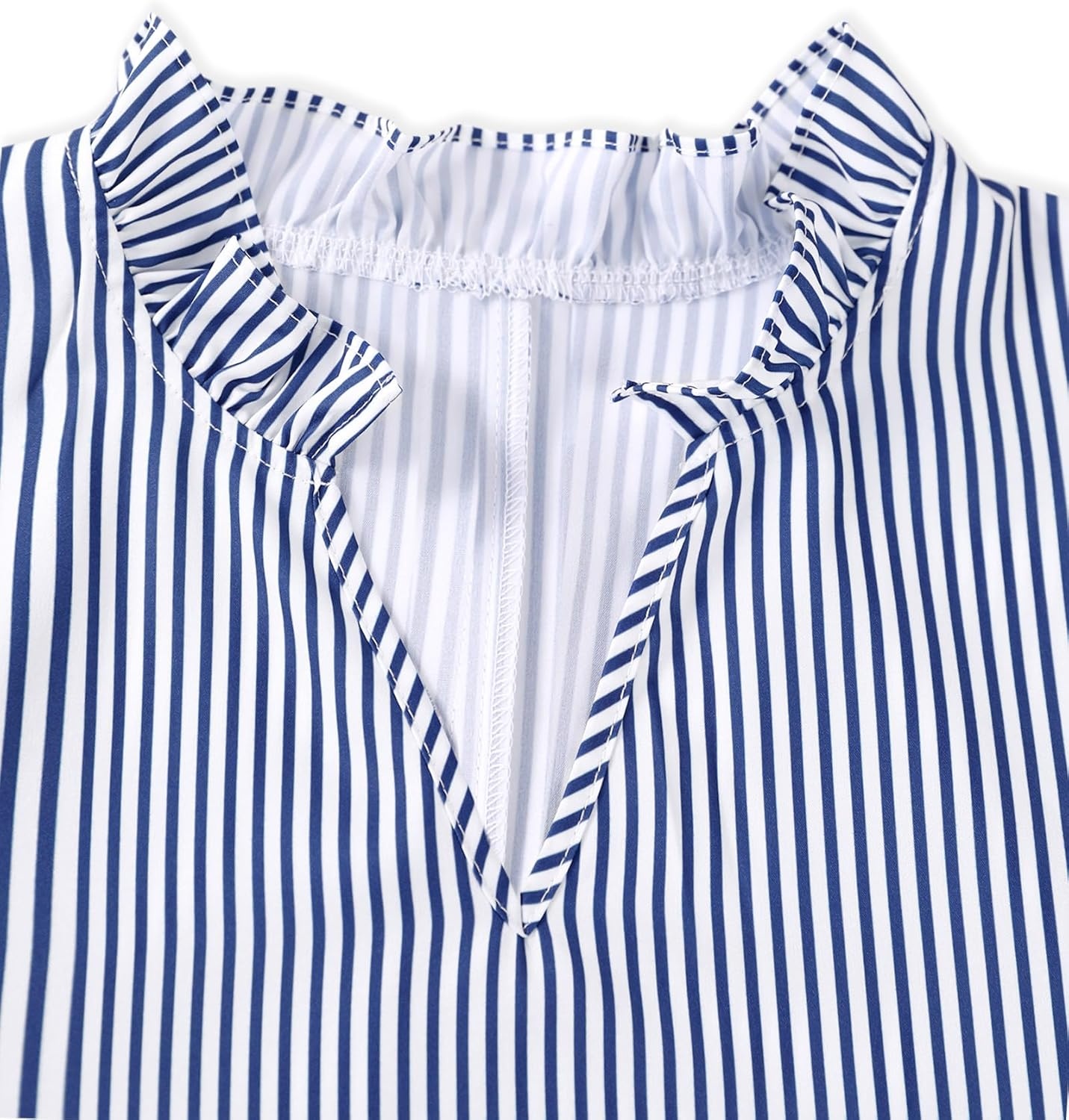 image:imageAvanova Women Leopard Print Ruffle V Neck Top 34 Long Sleeves Work Business Blouses ShirtBlue Striped