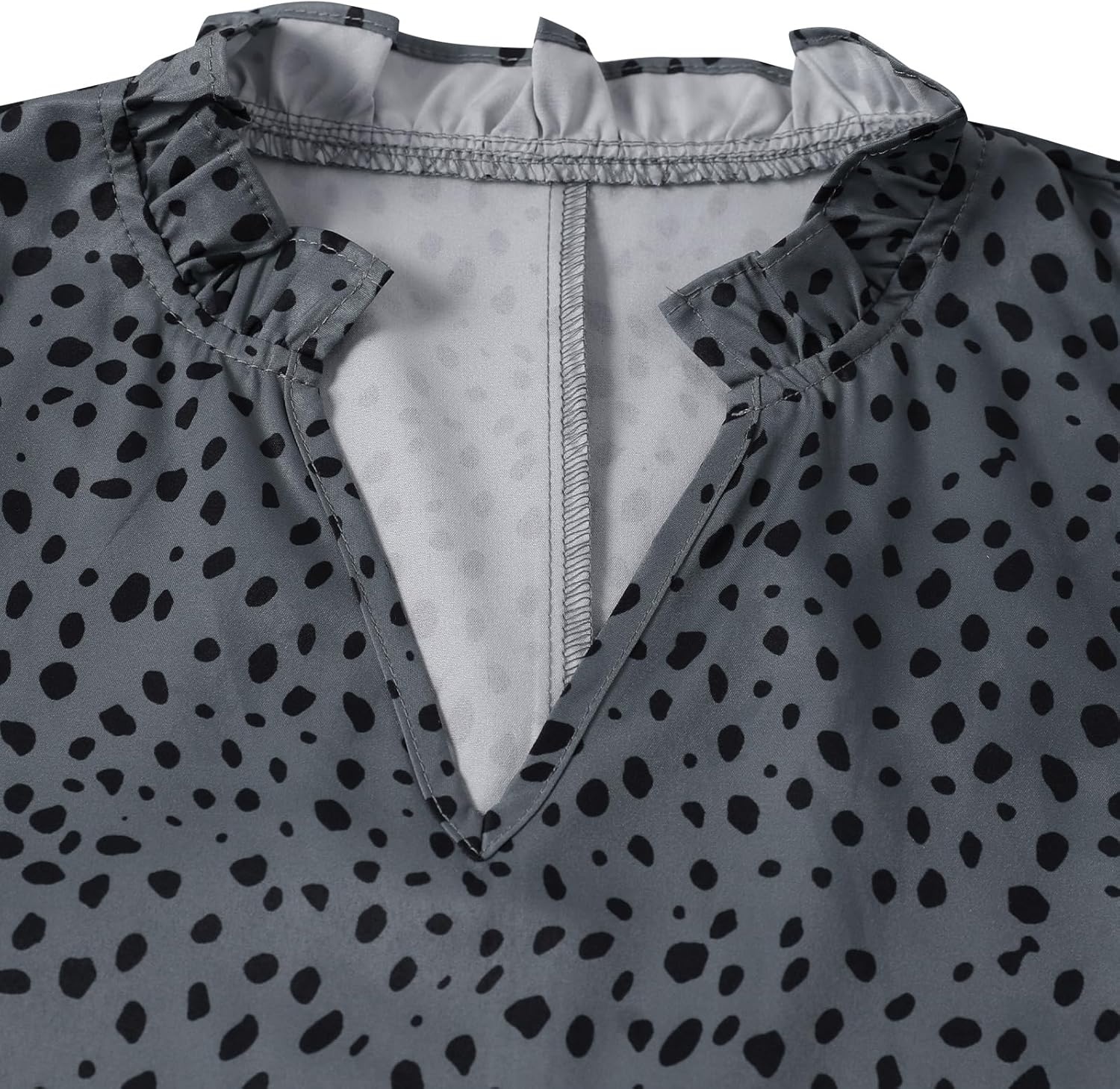 image:imageAvanova Women Leopard Print Ruffle V Neck Top 34 Long Sleeves Work Business Blouses ShirtGreen
