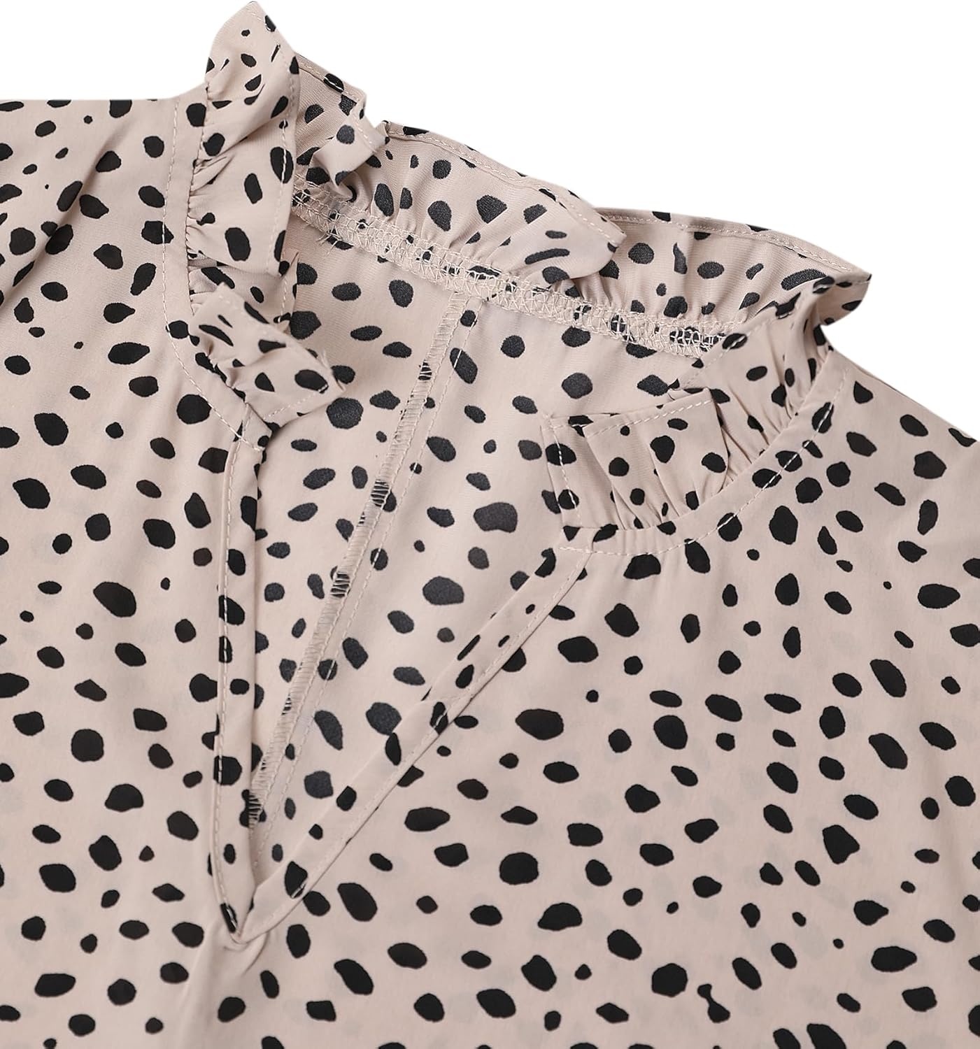 image:imageAvanova Women Leopard Print Ruffle V Neck Top 34 Long Sleeves Work Business Blouses ShirtKhaki