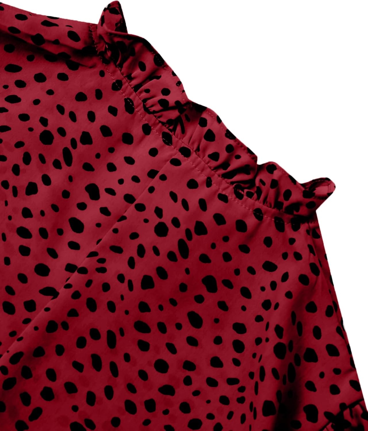 image:imageAvanova Women Leopard Print Ruffle V Neck Top 34 Long Sleeves Work Business Blouses ShirtRed