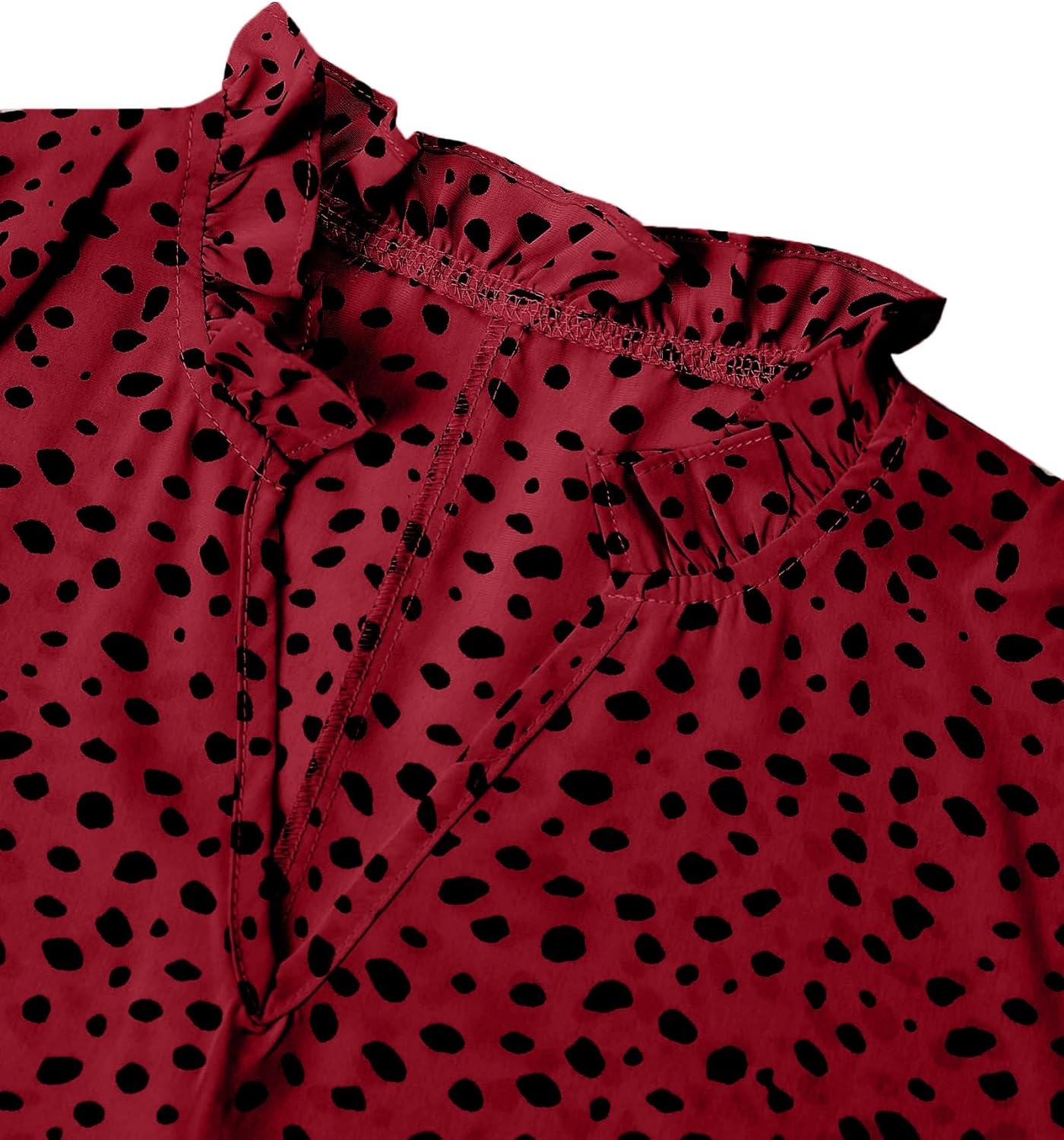 image:imageAvanova Women Leopard Print Ruffle V Neck Top 34 Long Sleeves Work Business Blouses ShirtRed