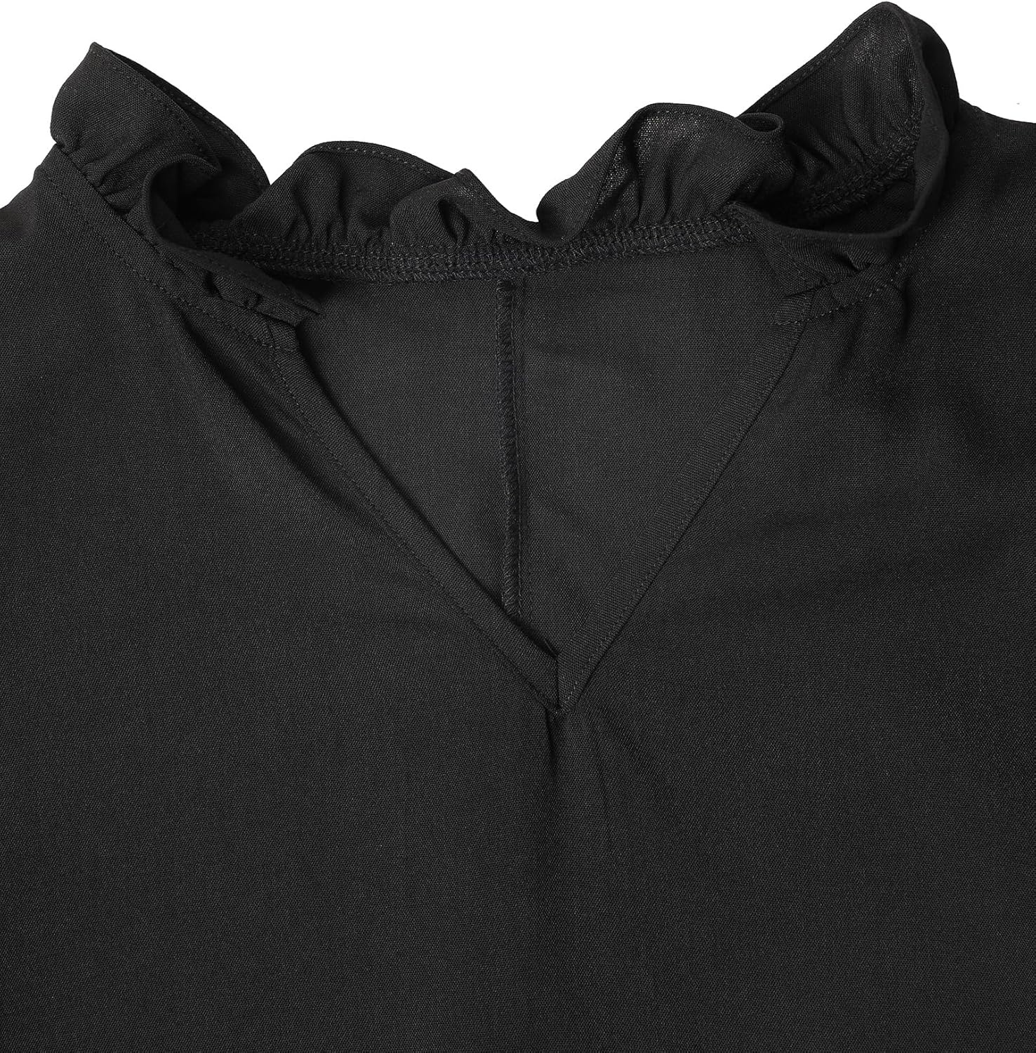 image:imageAvanova Women Leopard Print Ruffle V Neck Top 34 Long Sleeves Work Business Blouses ShirtSolid Black