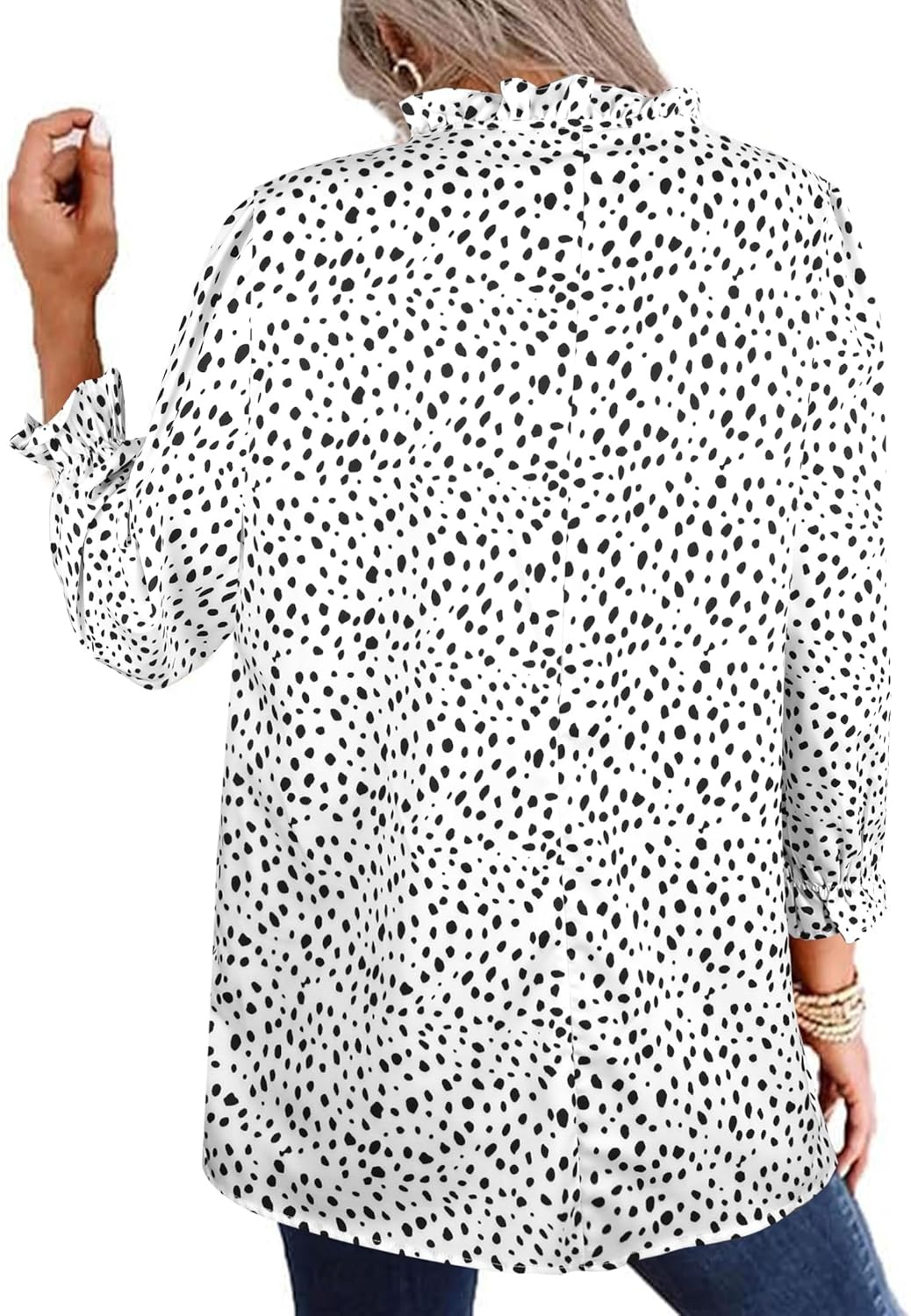 image:imageAvanova Women Leopard Print Ruffle V Neck Top 34 Long Sleeves Work Business Blouses ShirtWhite