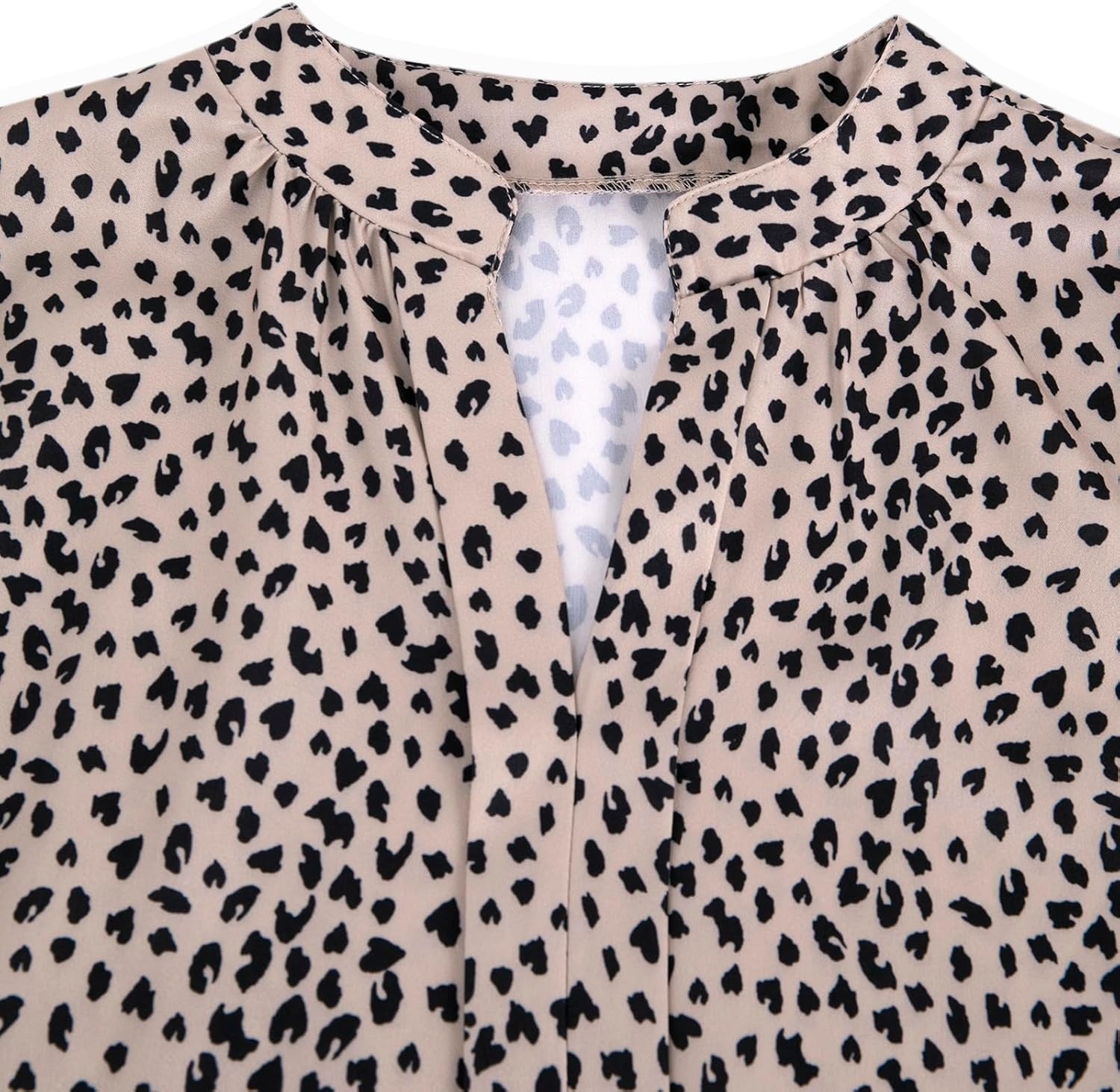 image:imageAvanova Women Tulip Short Sleeve Shirt Business Casual Dressy Blouse Notched V Neck Work TopKhaki Leopard