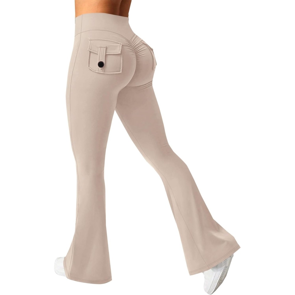 image:imageAvanova Scrunch Butt Lifting Leggings for Women Flared Yoga Workout Gym Pants with PocketsBeige