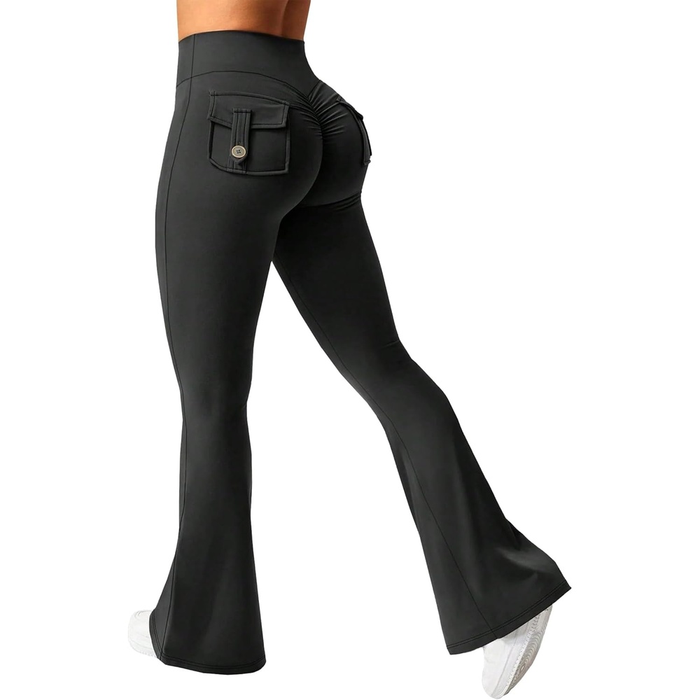 image:imageAvanova Scrunch Butt Lifting Leggings for Women Flared Yoga Workout Gym Pants with PocketsBlack