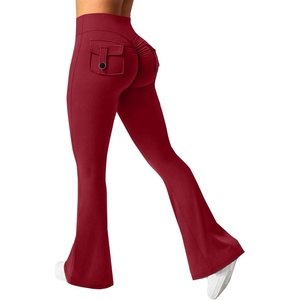 image:imageAvanova Scrunch Butt Lifting Leggings for Women Flared Yoga Workout Gym Pants with PocketsRed
