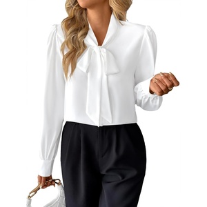image:imageAvanova Women Bow Tie Neck Long Sleeve Blouses Tops Dressy Casual Elegant Work ShirtsWhite