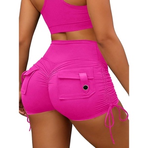 image:imageAvanova Women Scrunch Butt Lifting Shorts Booty Gym Workout Shorts with Cargo Pockets Ruched Side DrawstringPink