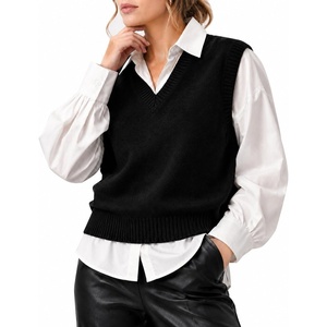 image:imageAvanova Women V Neck Sweater Vest Sleeveless Sweater Ribbed Knit Tank Top for Business Casual WorkBlack