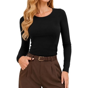 image:imageAvanova Women Long Sleeve Layering Top Slim Fitted Casual Basic Crew Neck UndershirtBlack